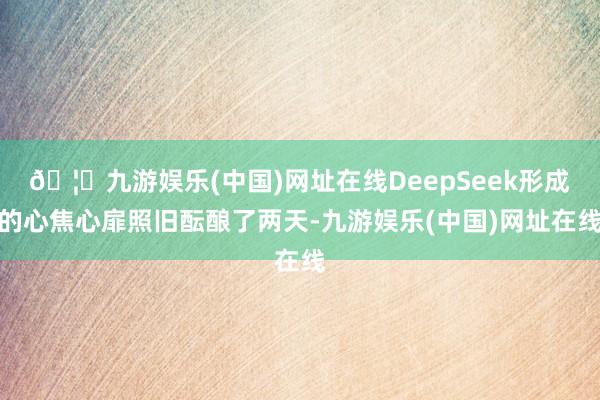 🦄九游娱乐(中国)网址在线DeepSeek形成的心焦心扉照旧酝酿了两天-九游娱乐(中国)网址在线
