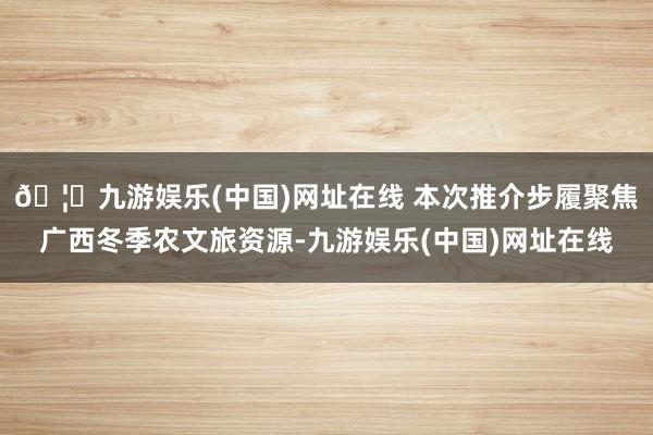 🦄九游娱乐(中国)网址在线 本次推介步履聚焦广西冬季农文旅资源-九游娱乐(中国)网址在线