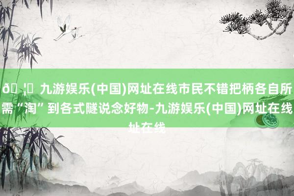 🦄九游娱乐(中国)网址在线市民不错把柄各自所需“淘”到各式隧说念好物-九游娱乐(中国)网址在线