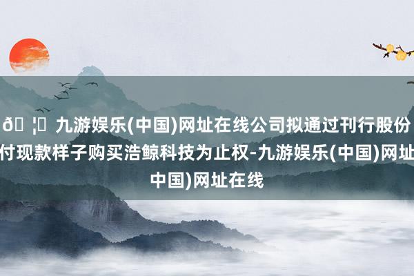 🦄九游娱乐(中国)网址在线公司拟通过刊行股份及支付现款样子购买浩鲸科技为止权-九游娱乐(中国)网址在线