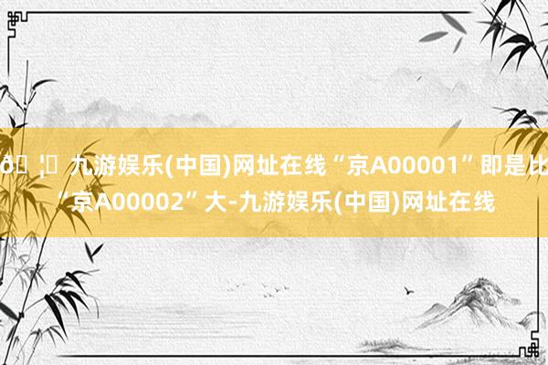🦄九游娱乐(中国)网址在线“京A00001”即是比“京A00002”大-九游娱乐(中国)网址在线