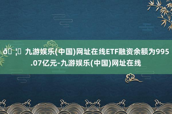 🦄九游娱乐(中国)网址在线ETF融资余额为995.07亿元-九游娱乐(中国)网址在线