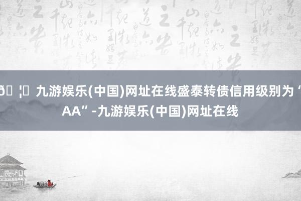 🦄九游娱乐(中国)网址在线盛泰转债信用级别为“AA”-九游娱乐(中国)网址在线