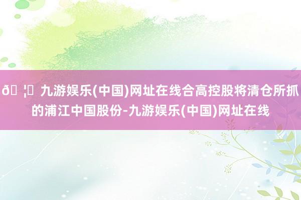 🦄九游娱乐(中国)网址在线合高控股将清仓所抓的浦江中国股份-九游娱乐(中国)网址在线
